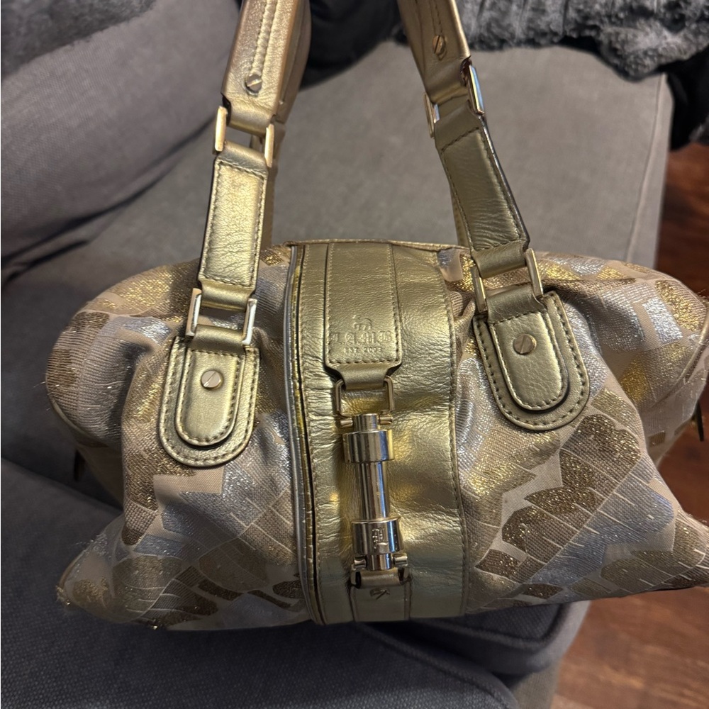 L.A.M.B. Gold and Silver Satchel